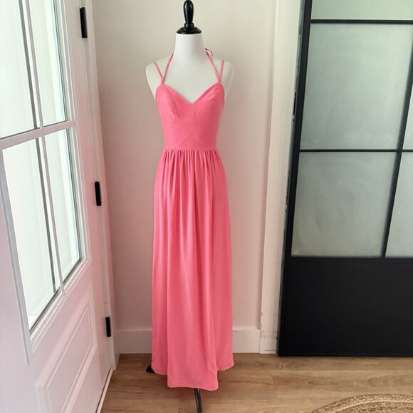 Amanda Uprichard Salmon Maxi Silk Dresss Size l - Picture 15 of 15